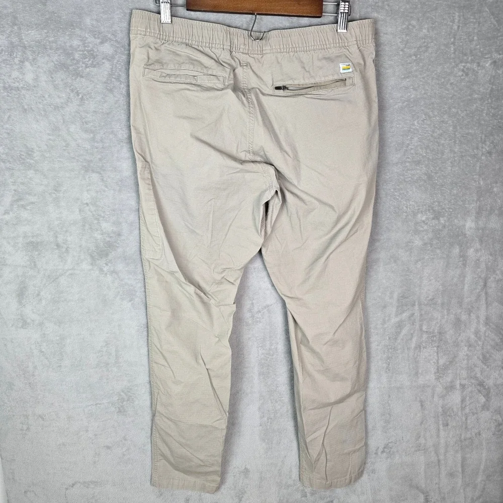 Vuori Meta Jogger Mens 34 Khaki Tan Organic Cotton Ripstop Stretch Pants Tapered